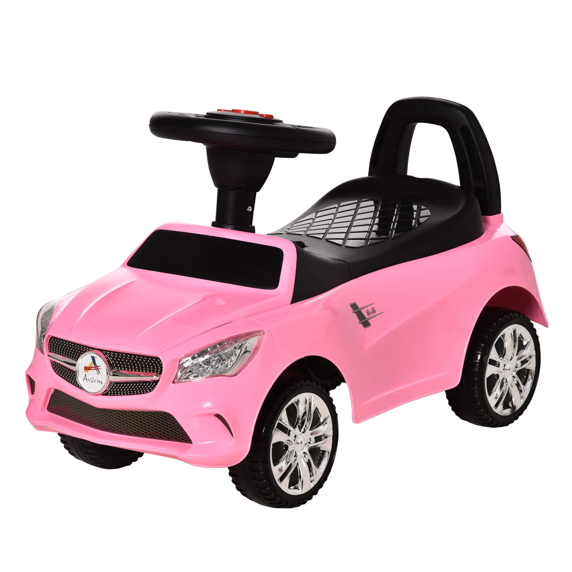 Aosom - Ride On Push Car, Foot-to-Floor Walking Sliding Toy Car for Toddler with Working Horn, Music