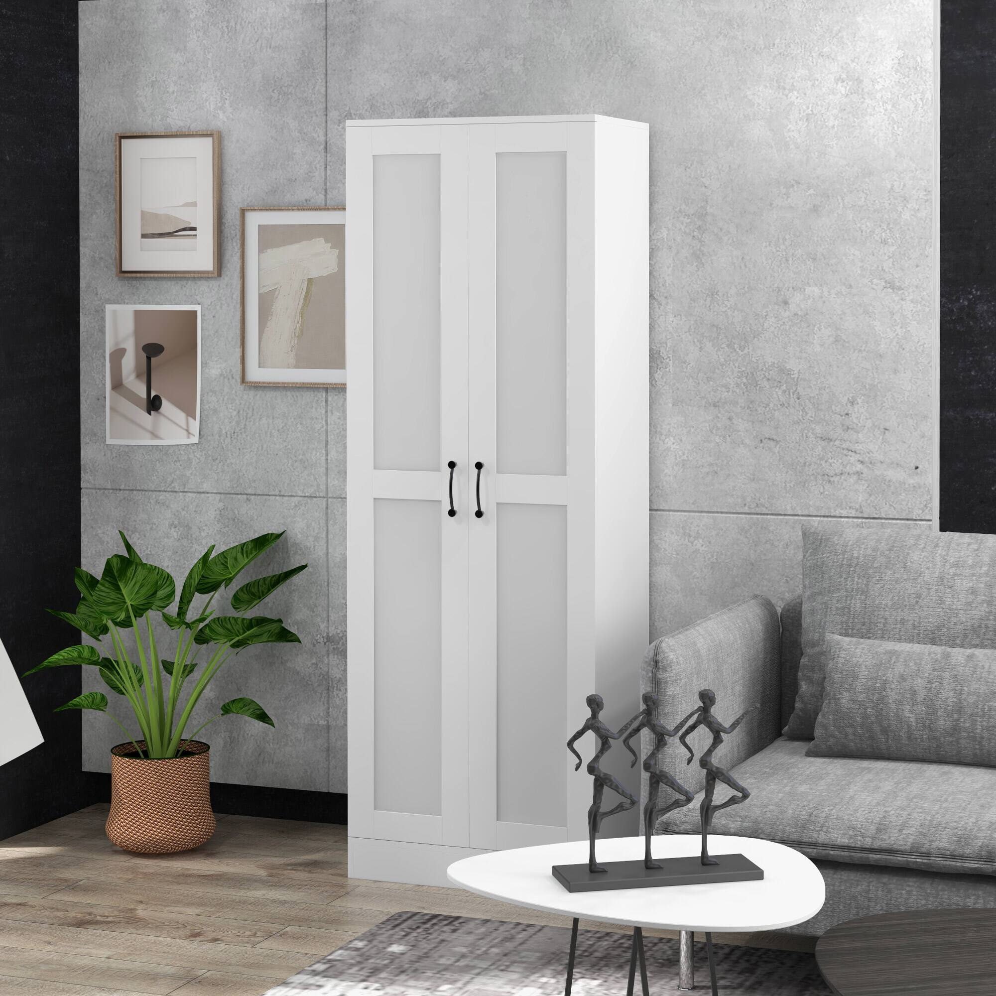 Alt View 1. Homcom - Storage Cabinet w/ Adjustable Shelves - White.