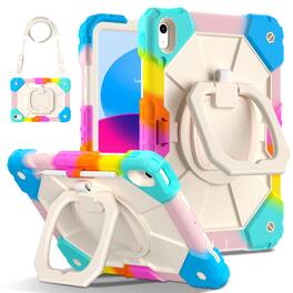 Dteck - Case for Apple iPad 11"(A16 chip 2025) and iPad 10.9" (10th Gen), 3-Layer Rugged Kickstand Handle Grip Cover+Strap - Color Blue