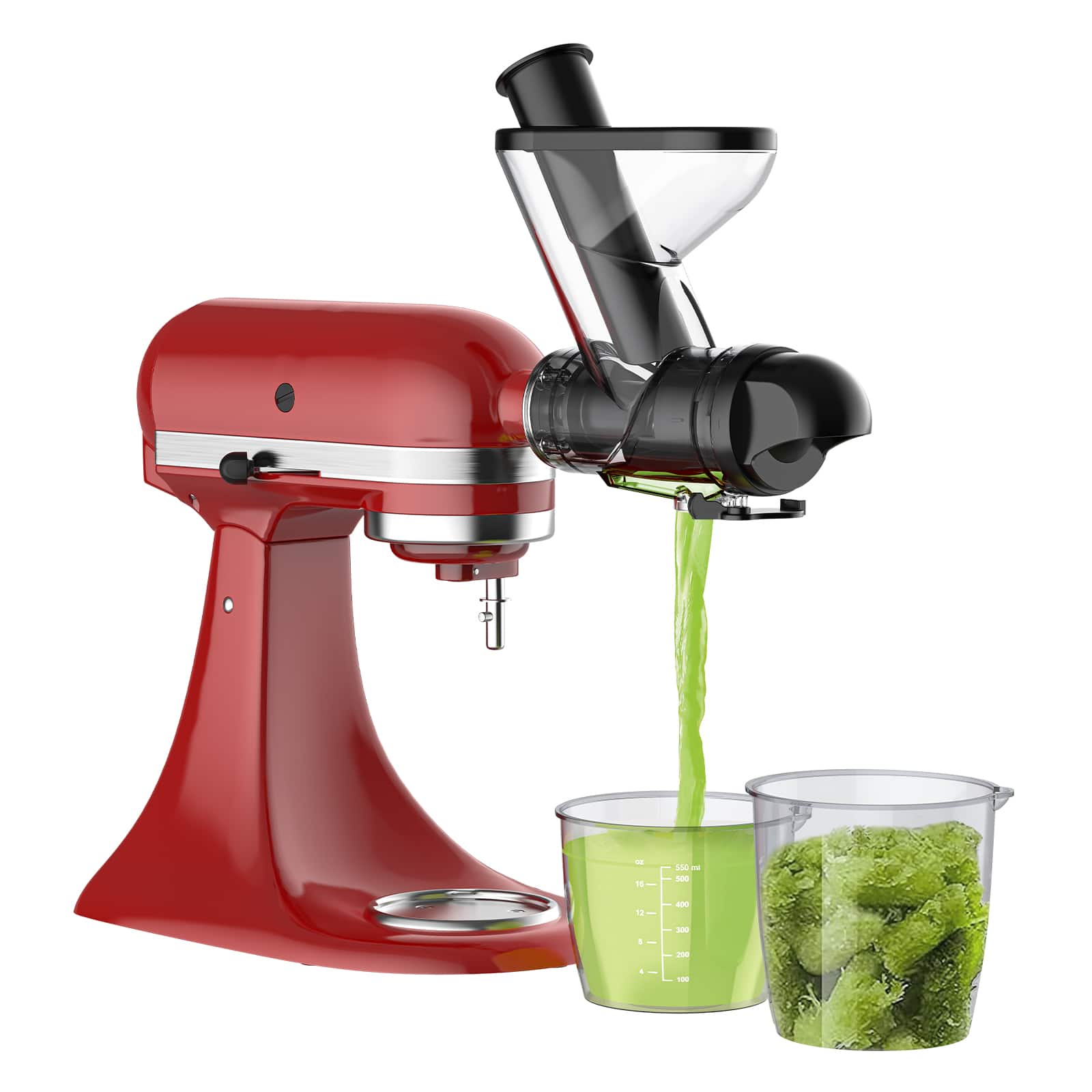 Gvode - Masticating Juicer Attachment for KitchenAid with Cold Press & Dual Feed Chute - White