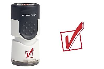 Alt View 2. Accu-Stamp - Accu-Stamp Check Mark Round Pre-Inked Stamp, Red Ink (035658) - Red.