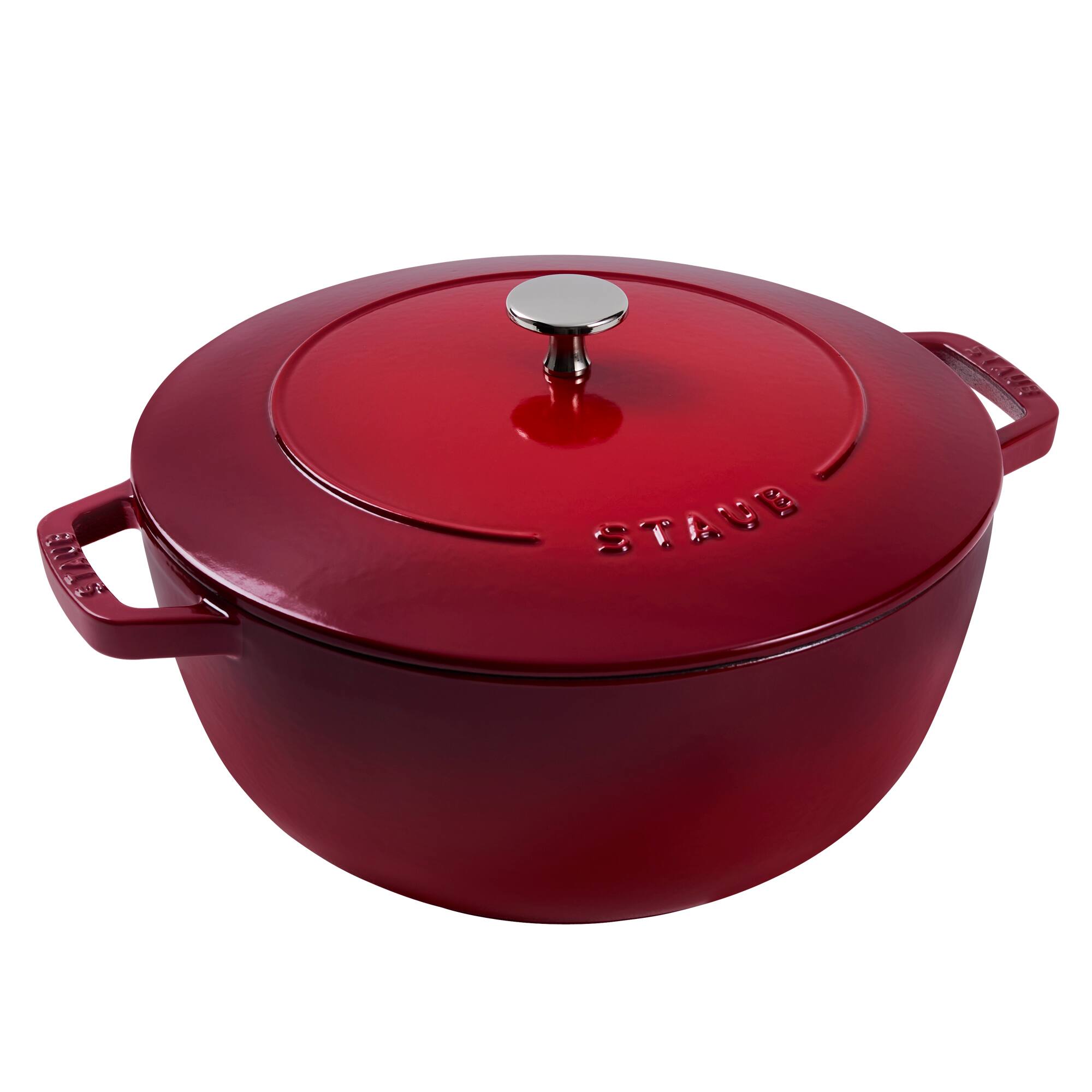Front. Staub - Staub Cast Iron Essential French Oven, Dutch Oven, 5-quart, serves 5-6, Made in France - Cherry - Cherry.