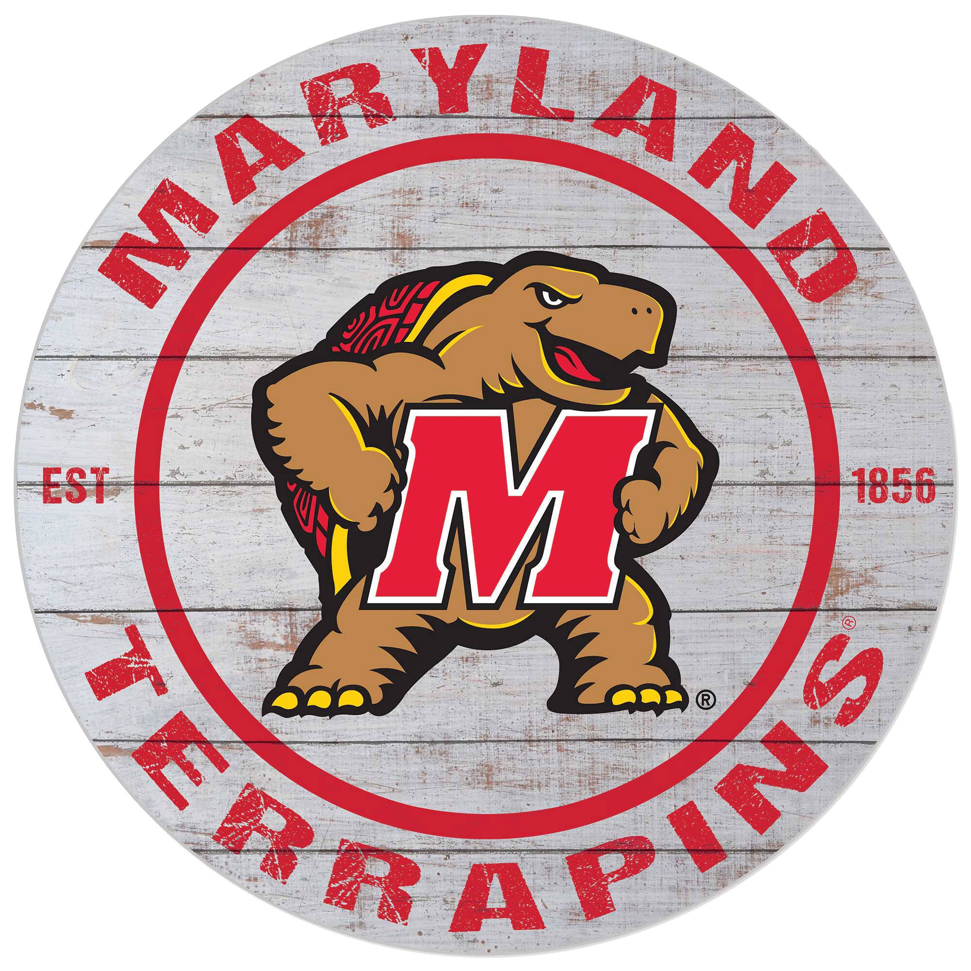 Jardine - Maryland Terrapins 20'' x 20'' Indoor/Outdoor Weathered Circle Sign - Multicolor