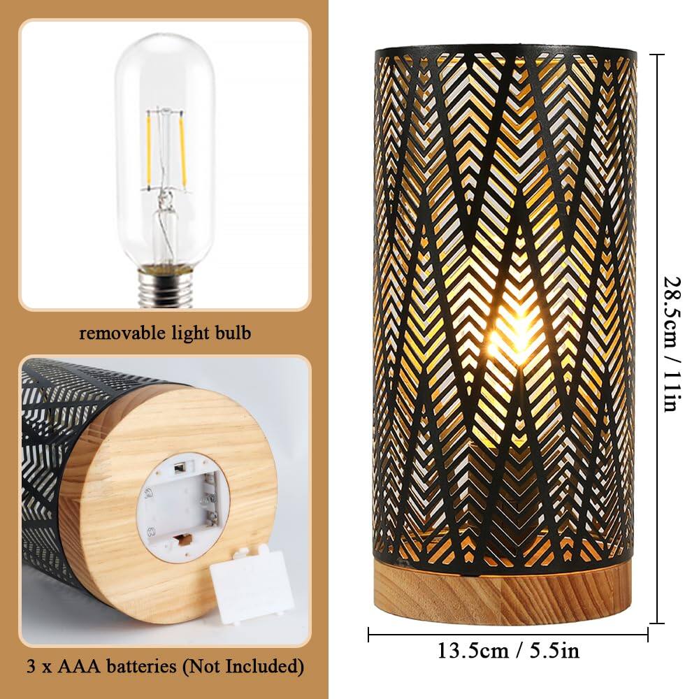 - Removable light bulb
- 28.5cm / 11in
- 13.5cm / 5.5in
- 3 x AAA batteries (Not Included)
