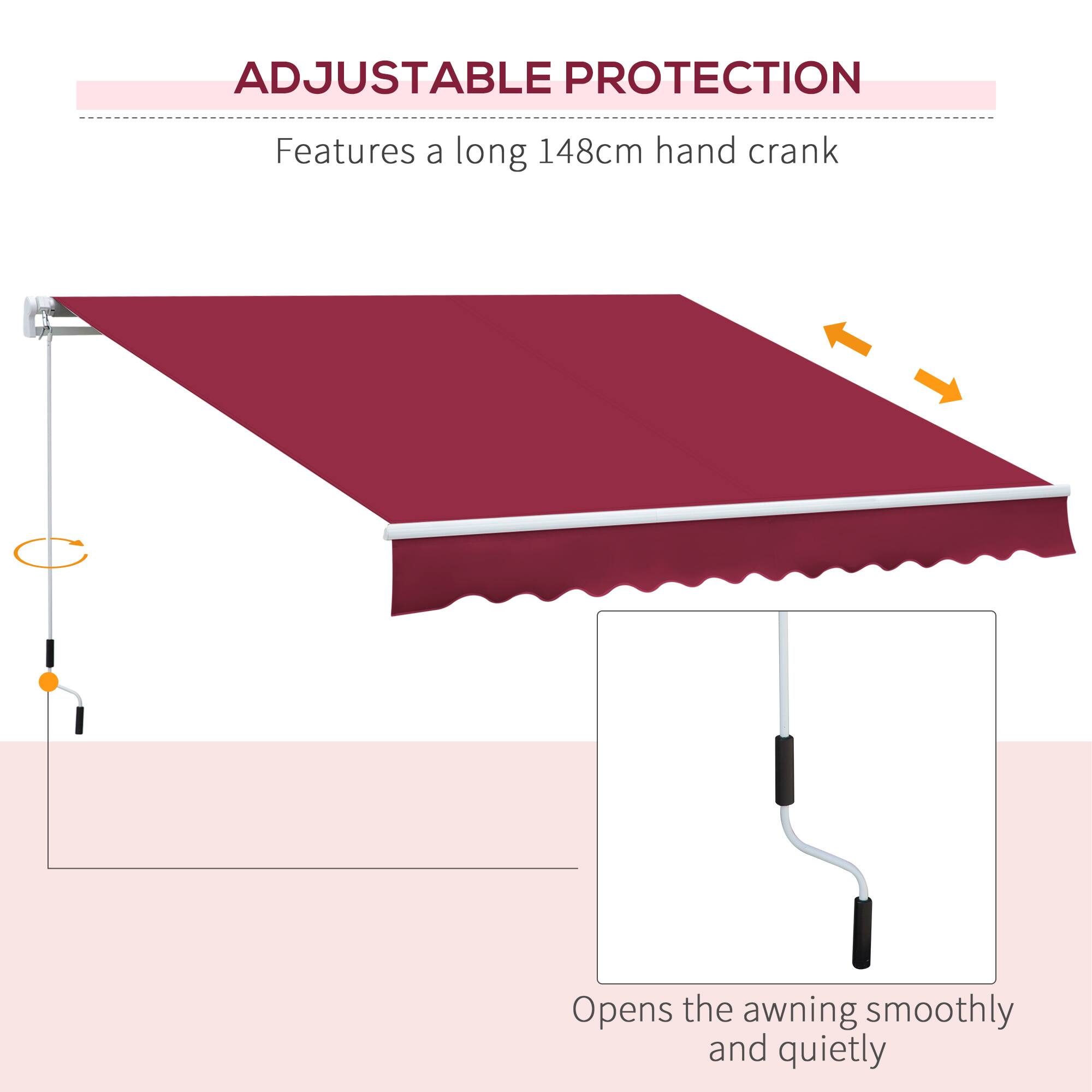 ADJUSTABLE PROTECTION
Features a long 148cm hand crank
Opens the awning smoothly and quietly