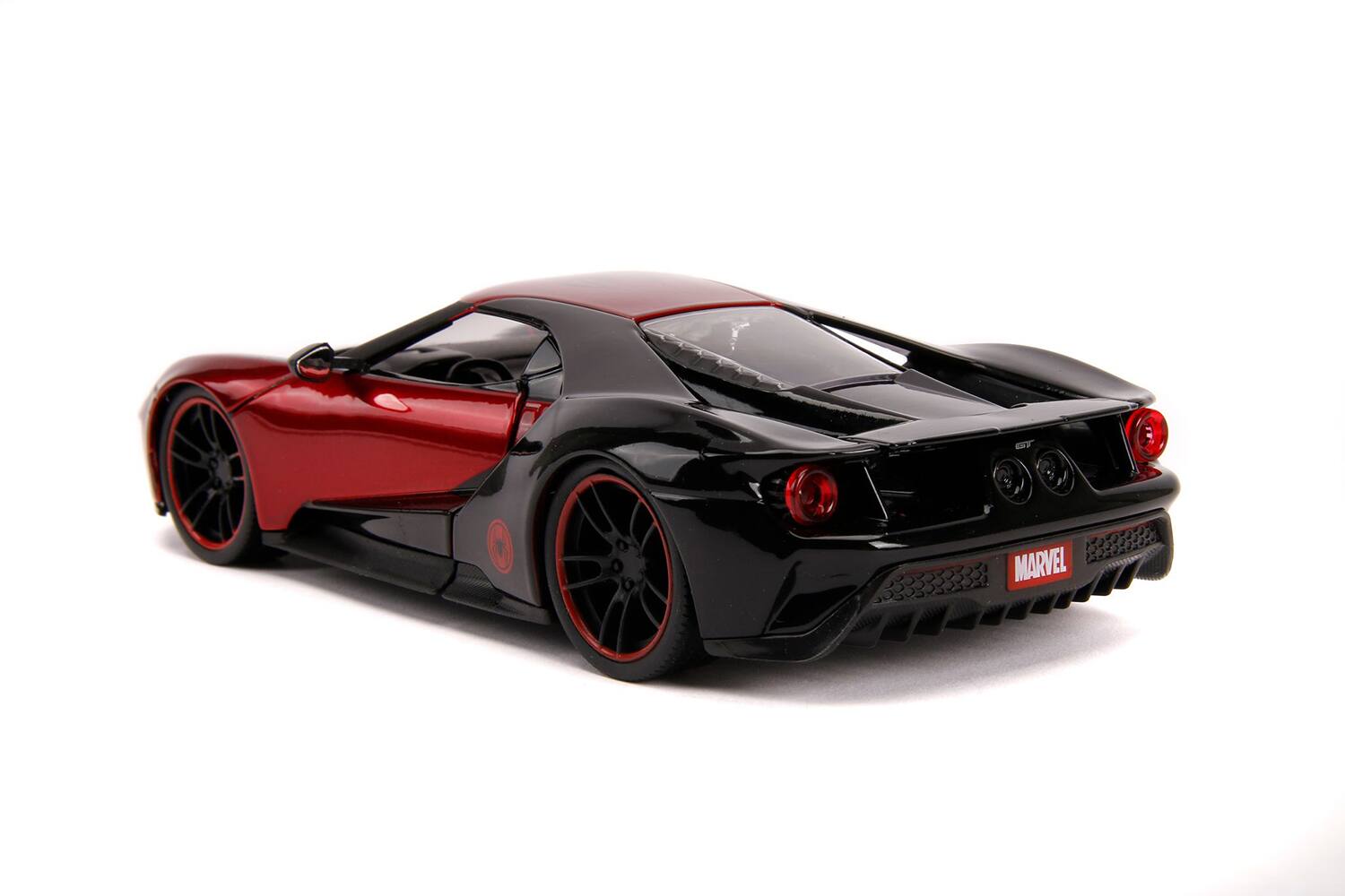 Alt View 3. Jada - 2017 Ford GT with Miles Morales Diecast Figurine "Spider Man" "Marvel" Series 1/24 Diecast Model Car by Jada.