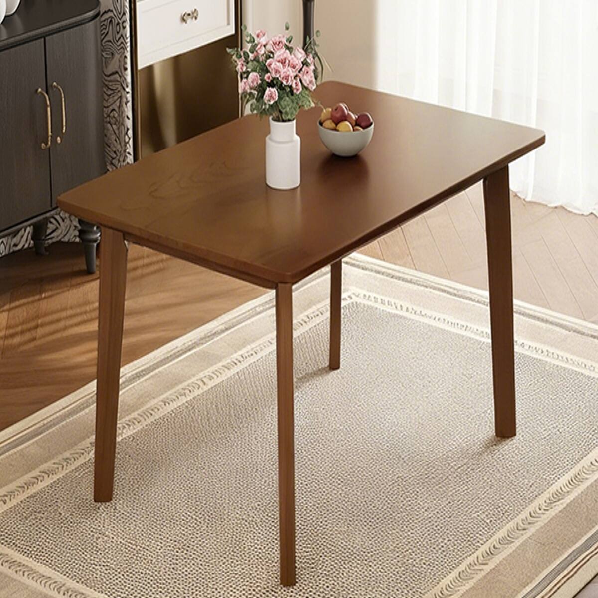 Alt View 7. Loheer - Loheer Walnut Farmhouse Dining Table, 47 Inch Rectangular Table for Four - Walnut.