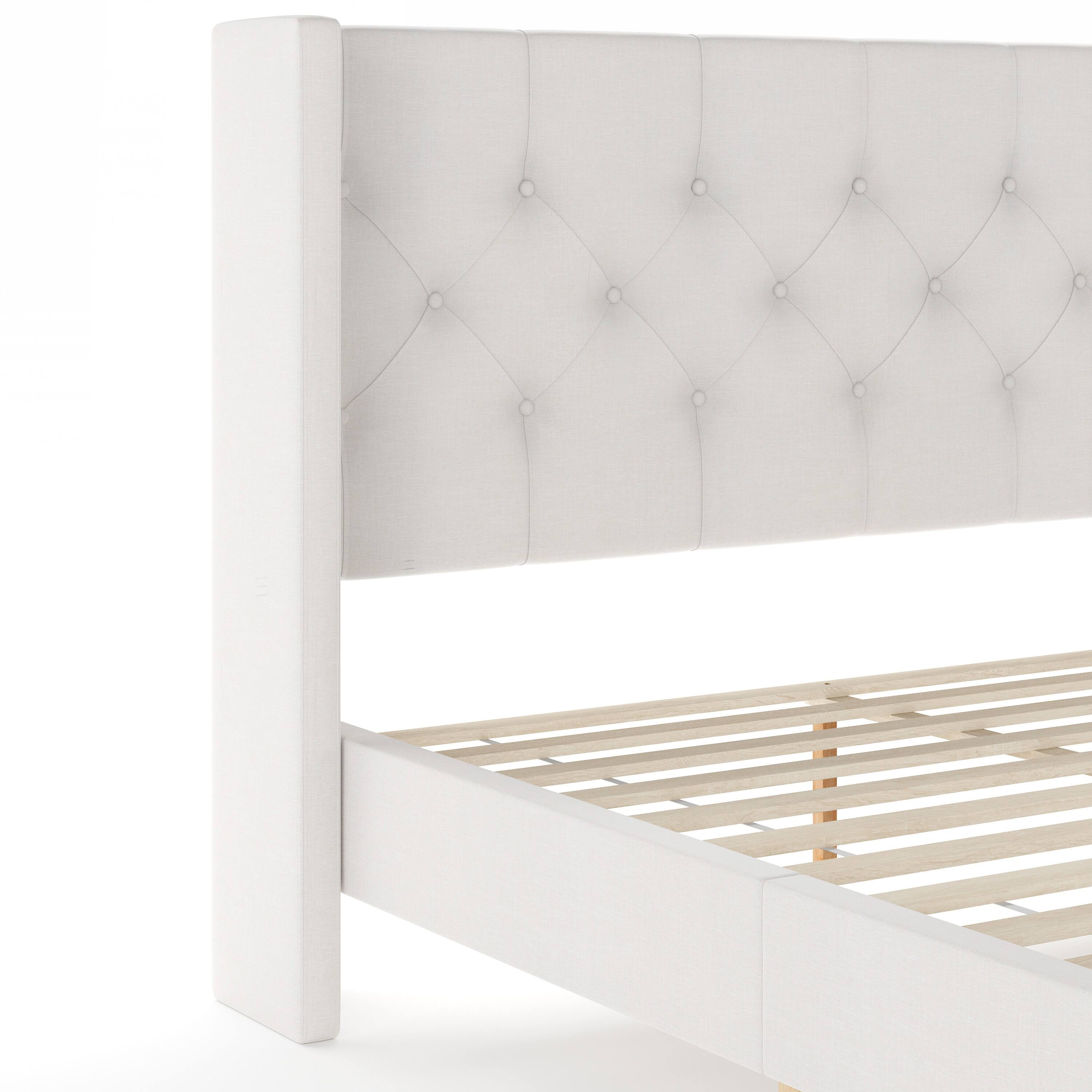 Alt View 9. Martha Stewart - Platform Bed with Tufted Wingback Headboard - White.