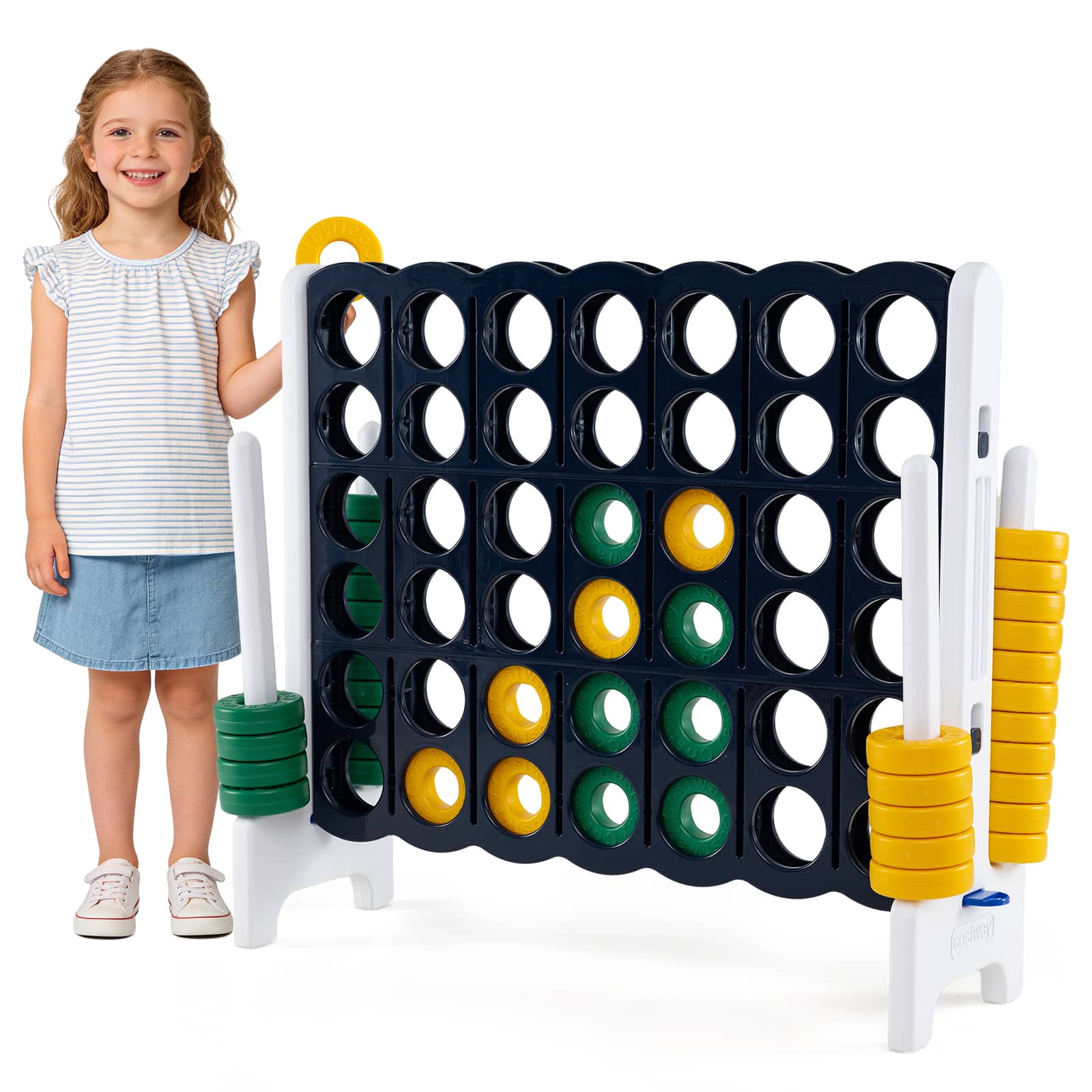 Costway - Jumbo 4-to-Score 4 in A Row Giant Game Set Outdoor Indoor Kids Adults Family Fun - Black