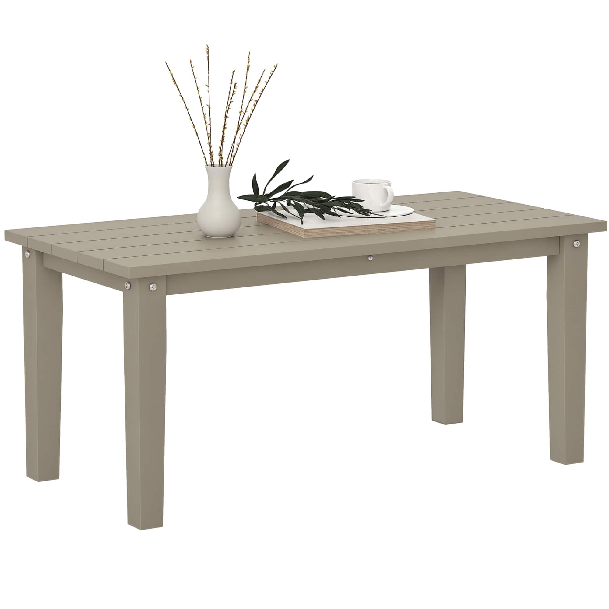 Outsunny - Outdoor Coffee Table, HDPE All-Weather Outdoor Patio Table with Slatted Tabletop for Yard - Brown