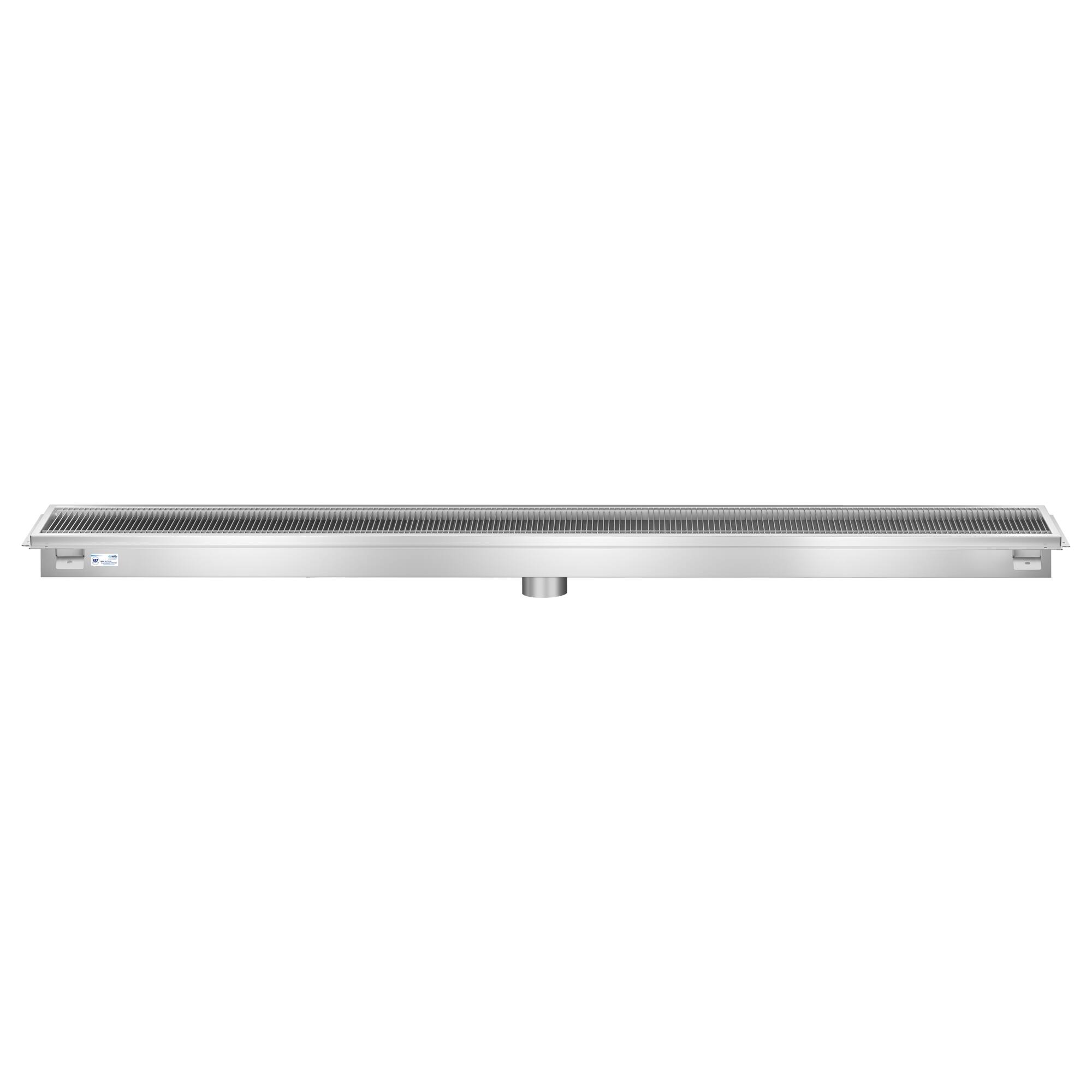 Alt View 1. Koolmore - 12" x 84" Stainless Steel Floor Trough Drain, 14-Gauge with Subway-Style Grating & Removable Drain Basket, NSF Listed - Stainless-Steel.