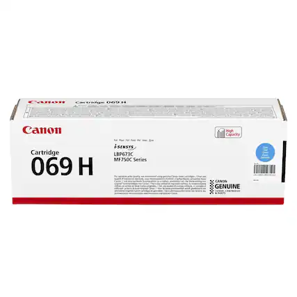 Canon Cartridge 069 H
High Capacity
For i-SENSYS LBP673C MF750C Series
For optimal print quality, use genuine Canon toner cartridges.
Pour une qualité d'impression optimale, nous recommandons l'utilisation des cartouches toner authentiques Canon.
Para una calidad de impresión óptima, recomendamos utilizar cartuchos de toner originales Canon.
Pour la meilleure impression, nous recommandons l'utilisation de cartouches toner originales Canon.
For the best print quality, we recommend using genuine Canon toner cartridges.
Pour une qualité d'impression optimale, nous recommandons l'utilisation des cartouches toner authentiques Canon.
Para una calidad de impresión óptima, recomendamos utilizar cartuchos de toner originales Canon.
Pour la meilleure impression, nous recommandons l'utilisation de cartouches toner originales Canon.
For optimal print quality, use genuine Canon toner cartridges.
Canon Genuine Cartridge & Parts
Cyan
LPB673C
MF750C Series
High Capacity
Canon Genuine Cartridge & Parts