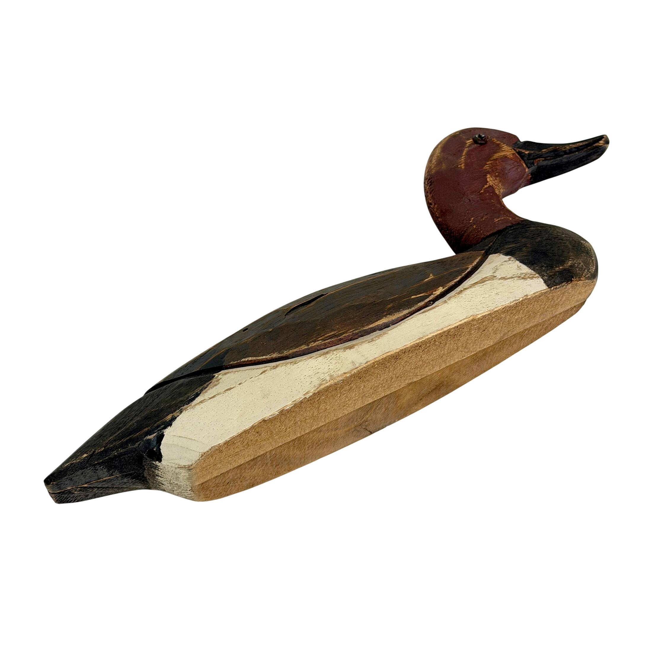 Alt View 1. Things2Die4 - Rustic Hand-Carved Wood Duck Figurine 10.5 Inch Distressed Tabletop Decor - Red/Brown.