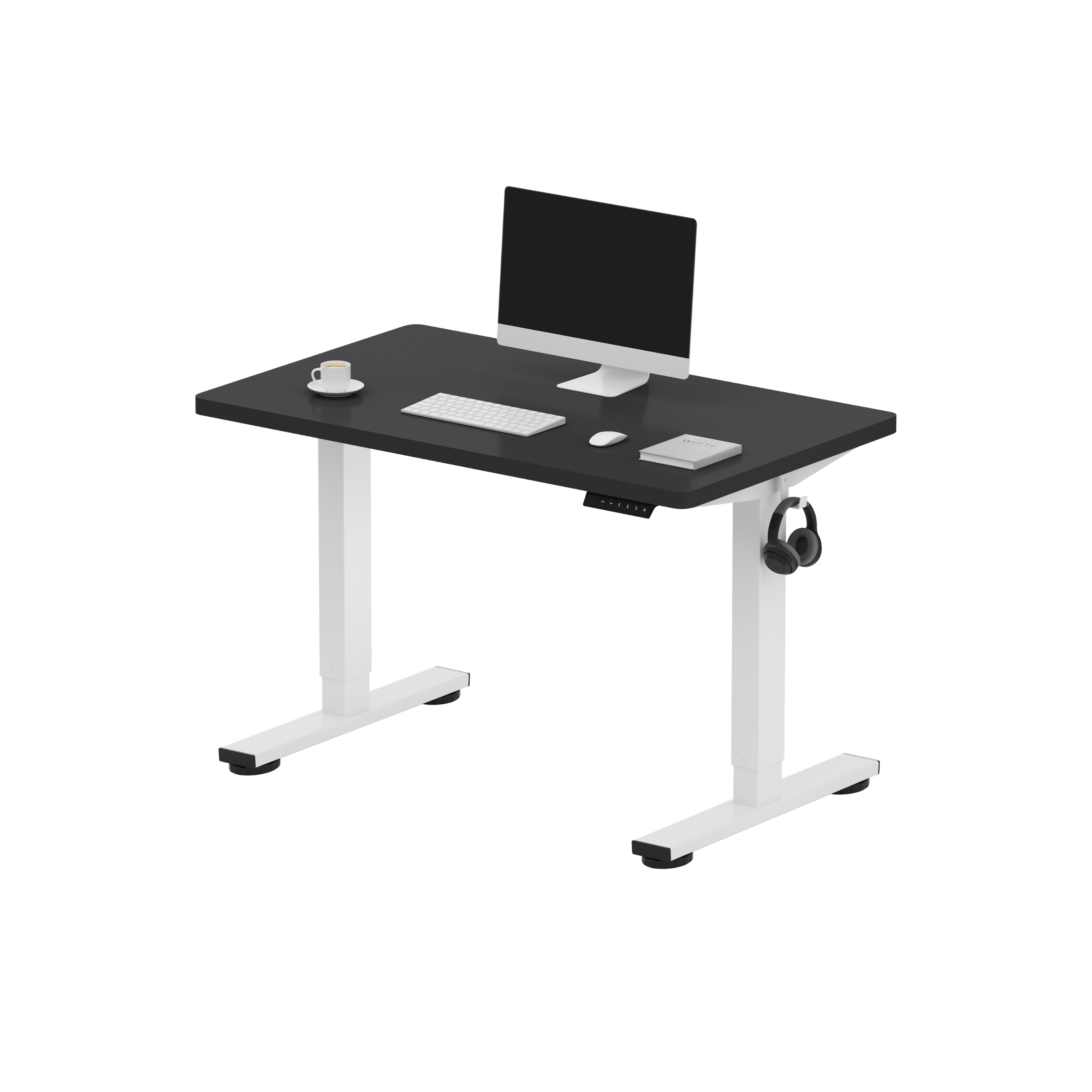 FlexiSpot - E2 40''W Electric Adjustable Standing Desk Chipboard, /White - Black