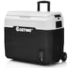 Front. Costway - 42 QT Portable Car Refrigerator Dual-Zone Car Cooler - White.