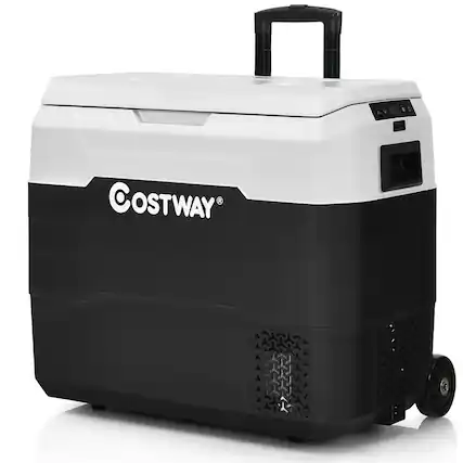 Front. Costway - 42 QT Portable Car Refrigerator Dual-Zone Car Cooler - White.
