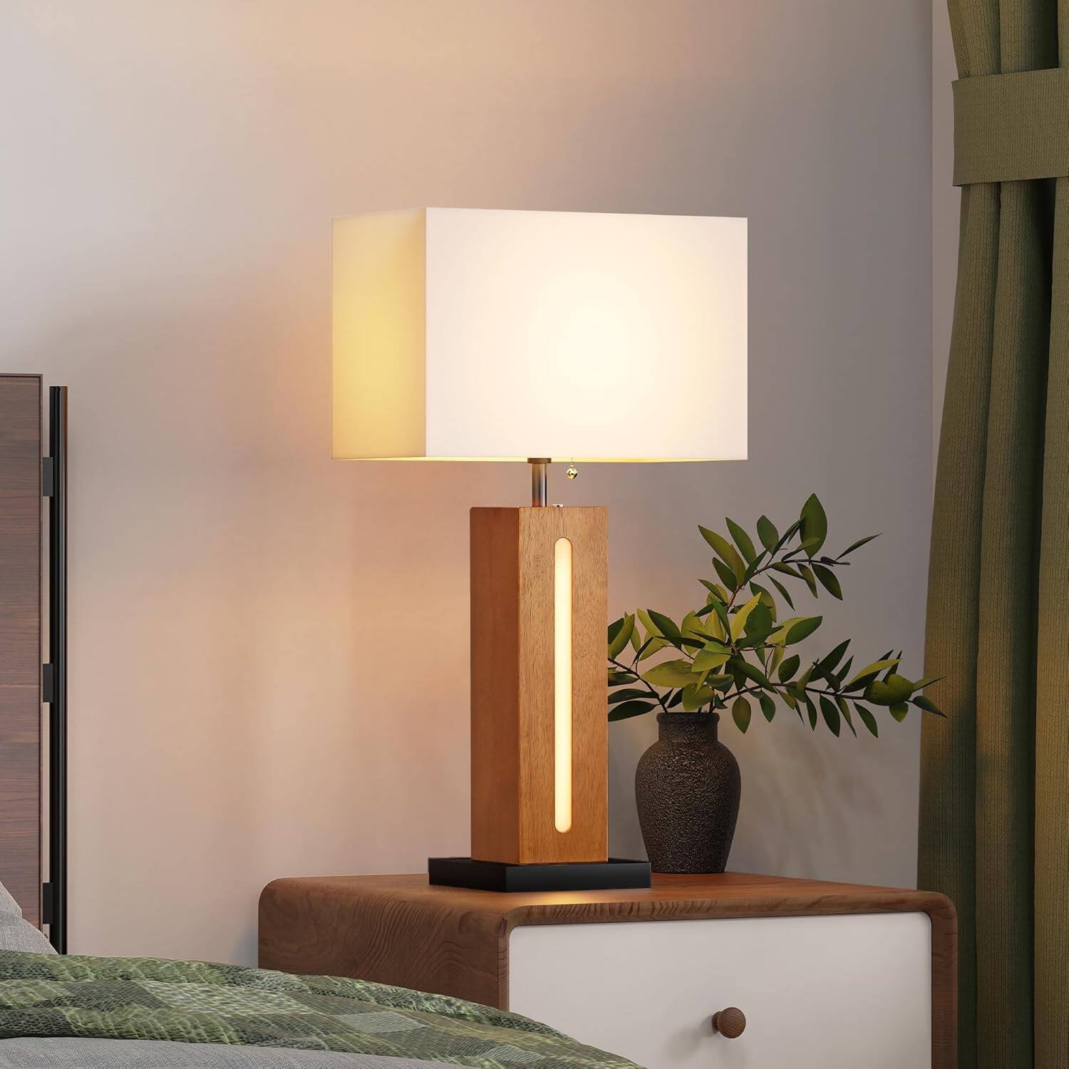Alt View 5. Akoasm - Modern Dimmable Bedside Lamp Table Lamps Set of 2 with LED Nightlight for Living Room Bedroom.