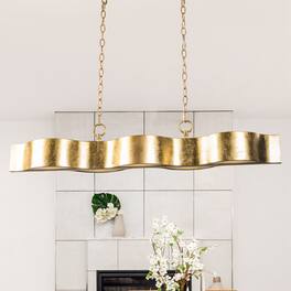 Parrot Uncle - 39.4 in. 5-Light Antique Hanging Kitchen Island Chandelier Pendant Light - Gold