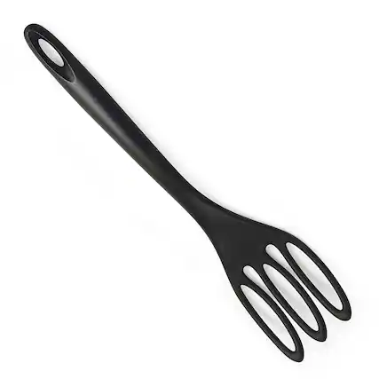 Front. Norpro - Grip-EZ Jumbo Fiskie Fork and Whisk Combo Kitchen Tool, Black - Black.