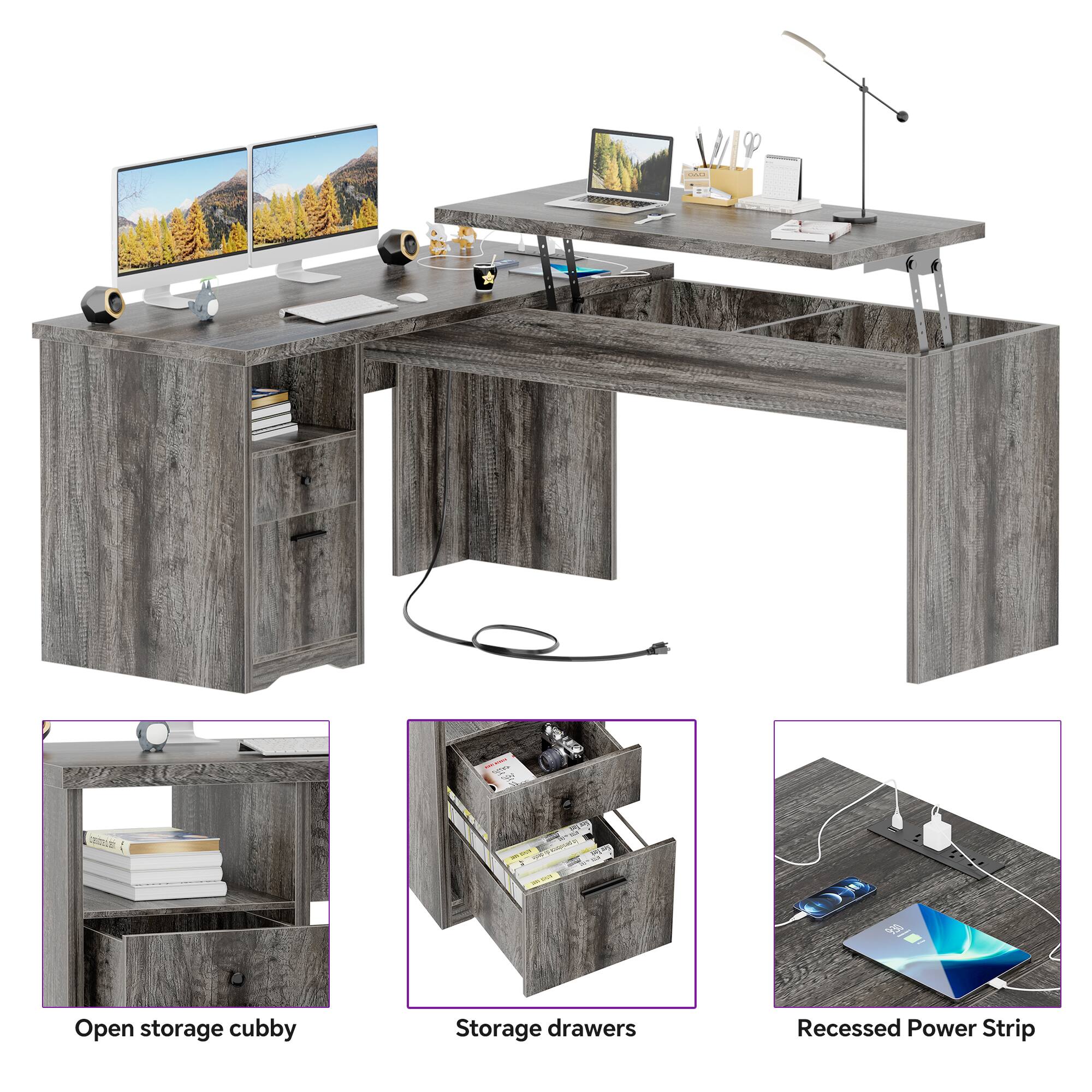 C p Iatuiar e5  
Open storage cubby  
Storage drawers  
Recessed Power Strip
