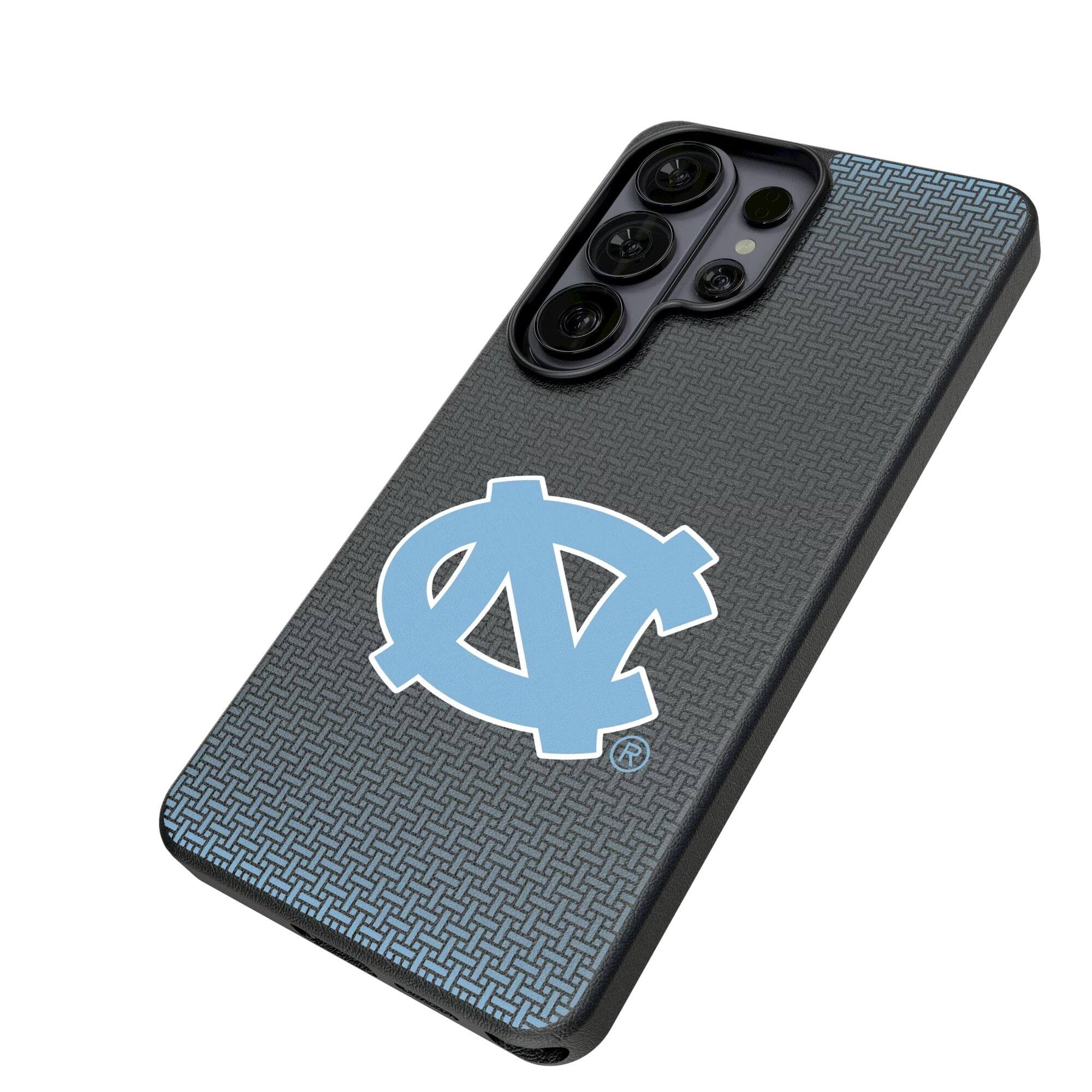 Alt View 1. Keyscaper - North Carolina Tar Heels Linen Galaxy Magnetic Bump Case - S25 Ultra - Black.