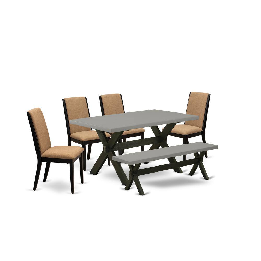 Left. East West Furniture - East West Furniture X696LA147-6 6-Piece Stylish Dining Table Set an Excellent Cement Color Dining Table Top and Cement - Multi-Color.