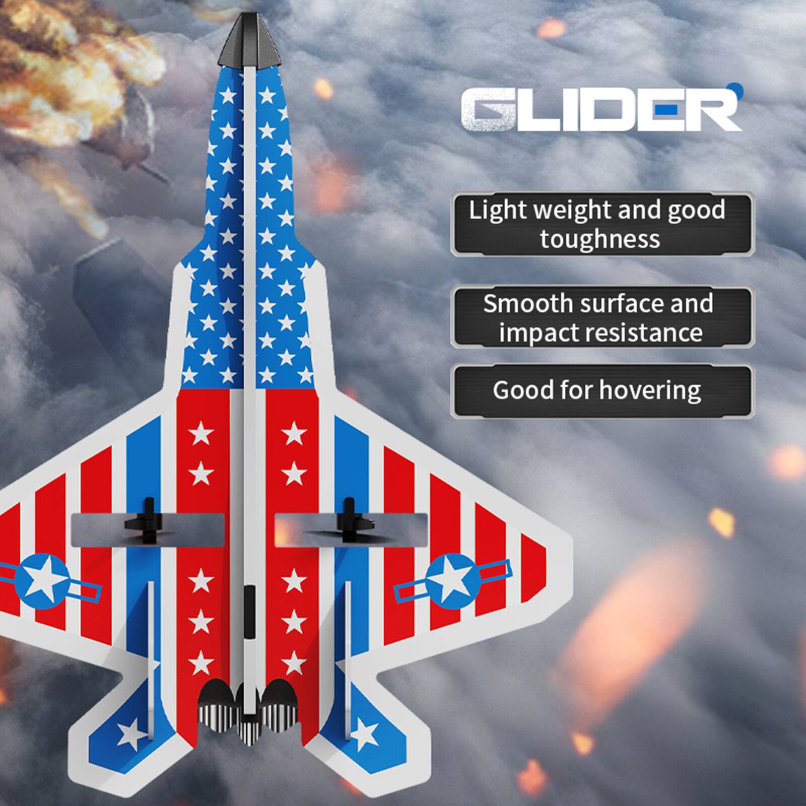 GLIDER

- Light weight and good toughness
- Smooth surface and impact resistance
- Good for hovering