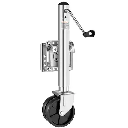 Front. VEVOR - Trailer Jack with Wheel, 2000 lbs Load Capacity, Heavy Duty Swivel Boat Trailer Jack with PP Single Wheel & Ergonomic - Black;Silver.