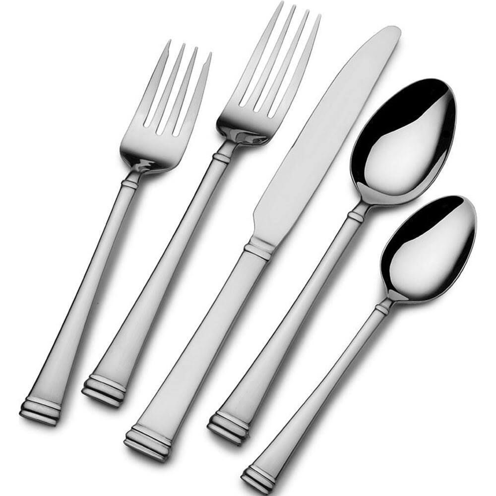 Front. Pfaltzgraff - Beckham 20-Piece Flatware Set, Service for 4 - Silver.