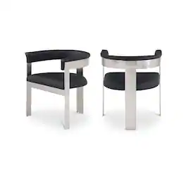 Meridian Furniture - Romeo Vegan Leather Dining Chair, Set of 2 - Black