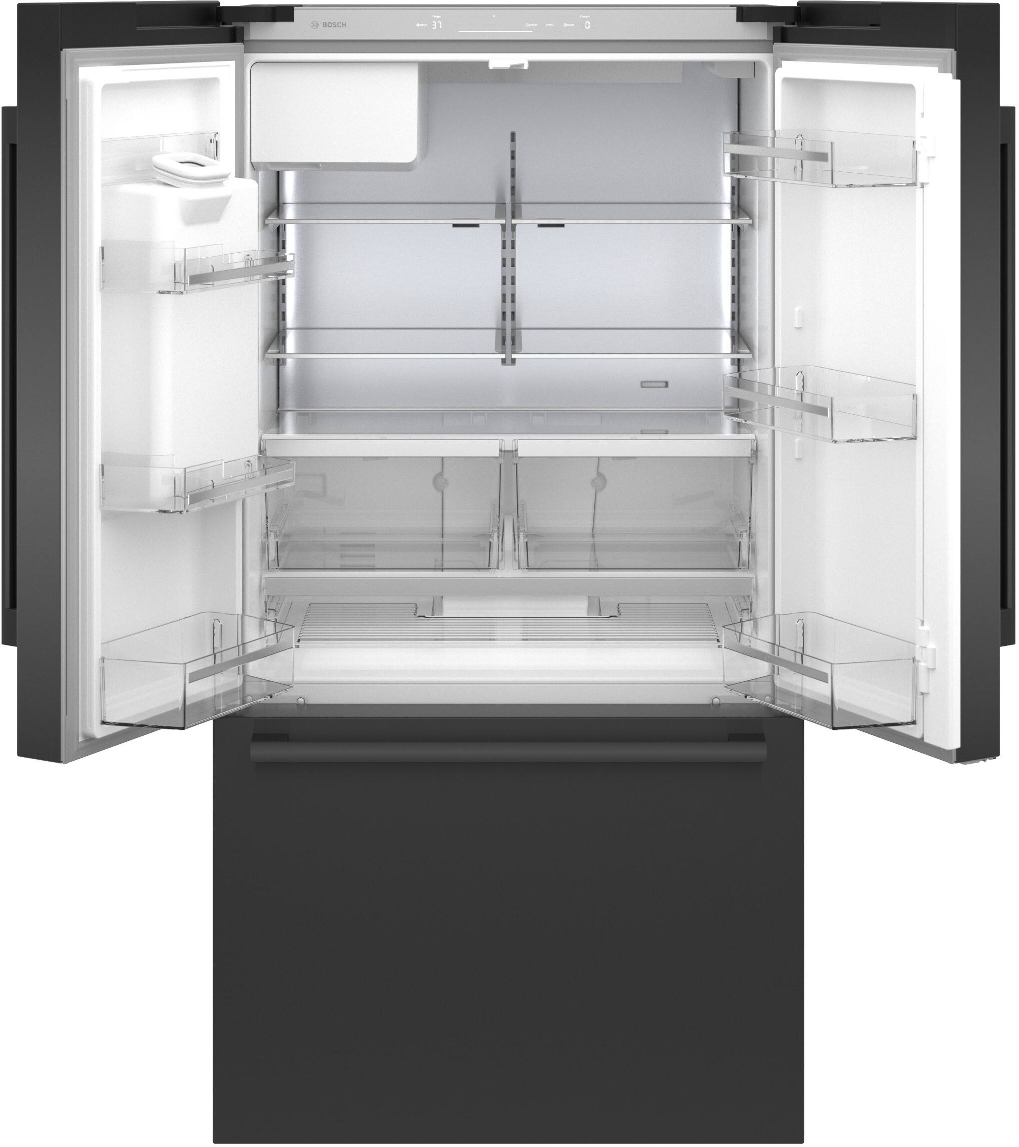 Alt View 9. Bosch - 500 Series 21 Cu. Ft. Bottom-Freezer French Door Counter-Depth Smart Refrigerator with External Water and Ice - Black Stainless Steel.