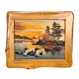 Zeckos - Rustic Loon Family Intarsia Wood Wall Sculpture 25.5x29.5 Cabin Décor - Brown