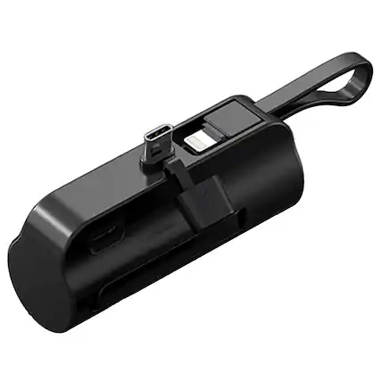 Front. miLink - 3,000 mAh Power Bank with Phone Stand - Black.