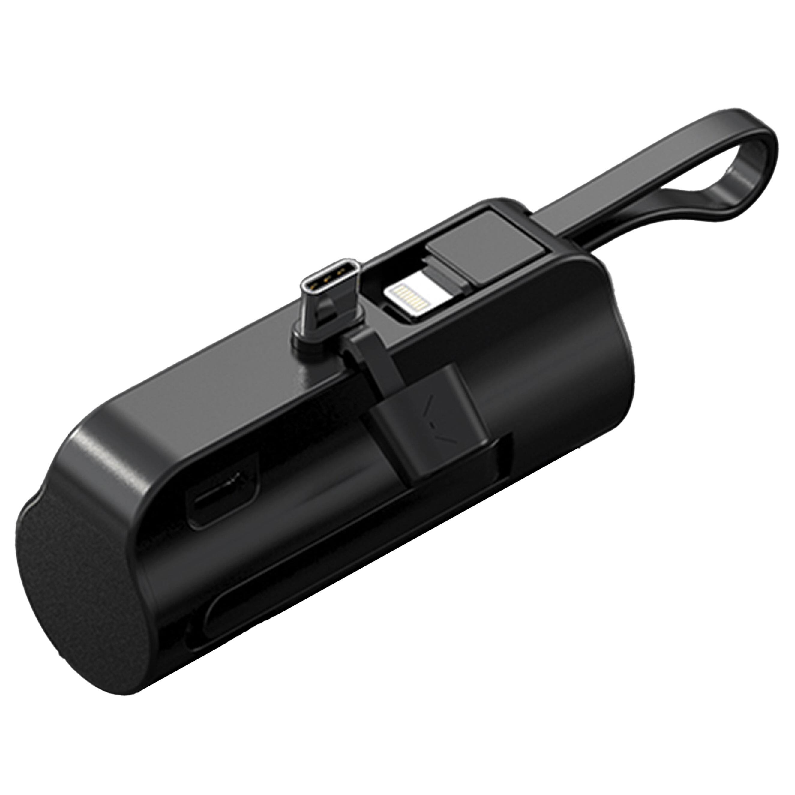 Front. miLink - 3,000 mAh Power Bank with Phone Stand - Black.