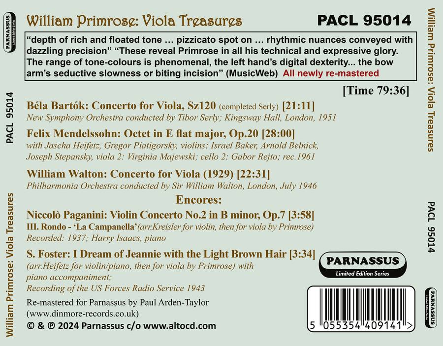 William Primrose William Primrose: Viola Treasures COMPACT DISCS [CD ...