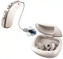 LINNER - Mercury OTC Rechargeable Hearing Aids for Seniors with Noise Cancellation, Easy to Use, 3 Modes, 9 Volume Levels - Beige Gold - Front_Zoom