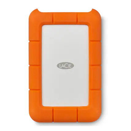 Front. LaCie - LaCie 4TB Rugged USB-C Portable Hard Drive - Orange/Silver.