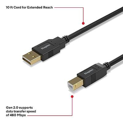 10 ft Cord for Extended Reach

Gen 2.0 supports data transfer speed of 480 Mbps