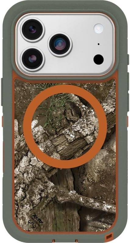 Back. OtterBox - OtterBox iPhone 17 Pro - Defender Series XT Case - Includes Holster Clip Kickstand - Snaps on MagSafe - Rugged & Durable - Realtree APX (Camo).