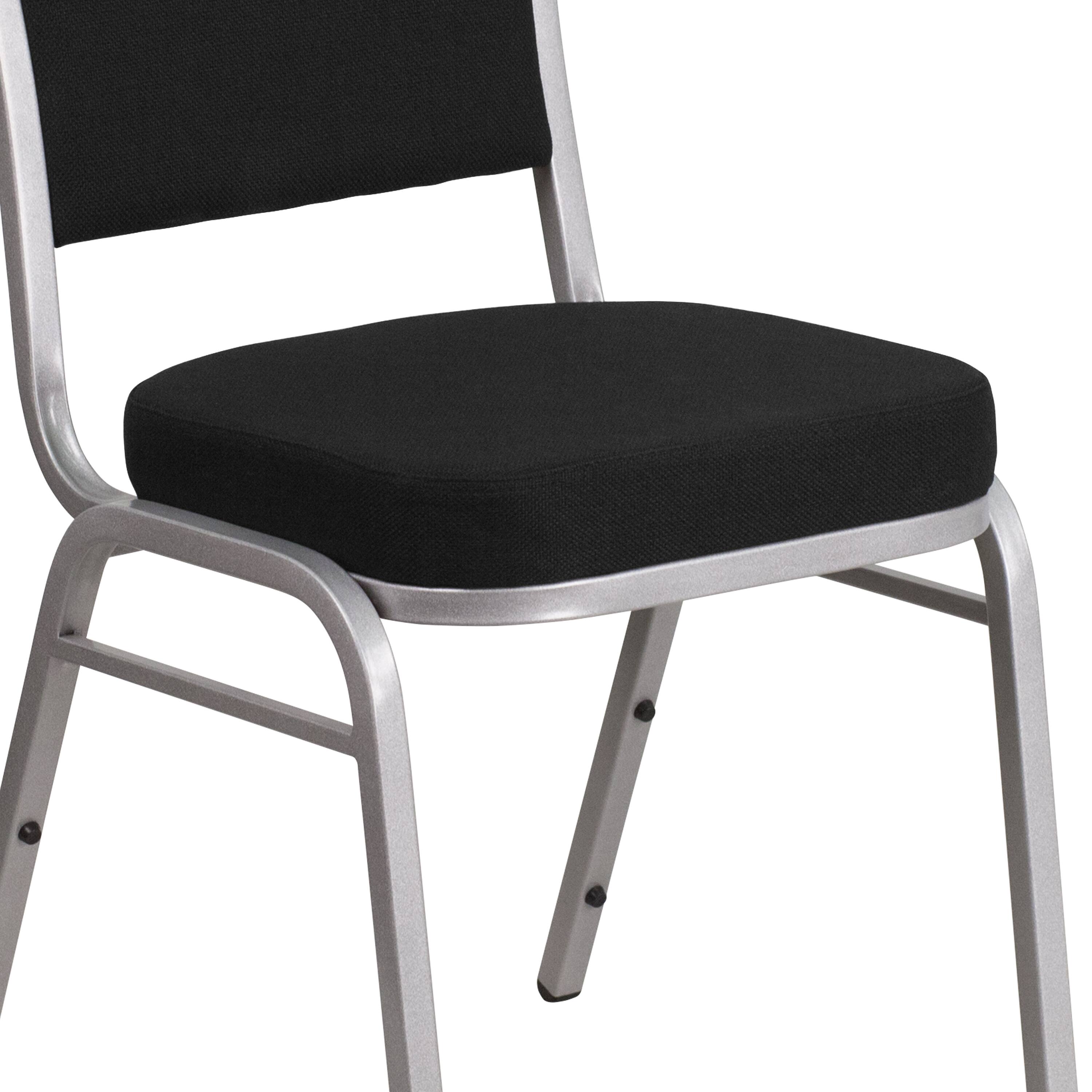 Alt View 10. Emma + Oliver - 4 Pack Crown Back Stacking Banquet Chair - Black Fabric/Silver Frame.