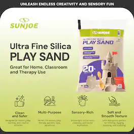 Sun Joe - Ultra Fine Silica Play Sand for Sandboxes and Sensory Tables, 20lb, PLYSAND20 - Natural beige