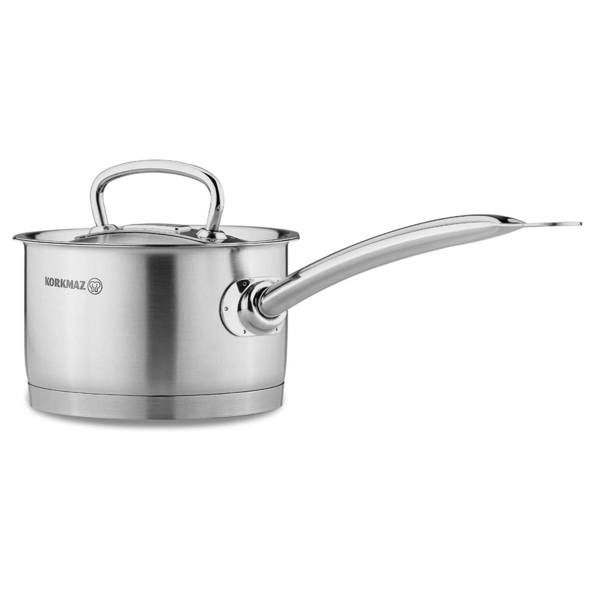 Alt View 2. Korkmaz - Korkmaz Proline Professional Series 3.8 Liter Stainless Steel Saucepan with Lid in Silver - Silver.