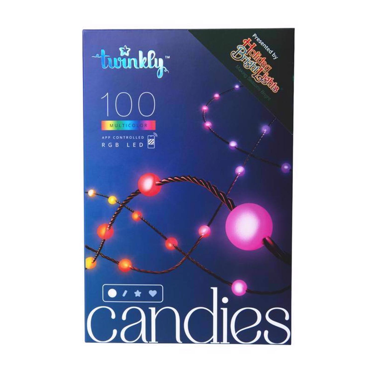 Twinkly 100 Multicolor Holiday Presented by Making Lights Bright App Controlled RGB LED Candies
