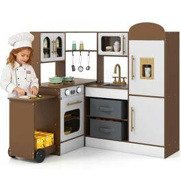 Resenkos - Corner Kitchen with Lights & Sounds for Ages 3+ , Interactive Play Kitchen - Coffee