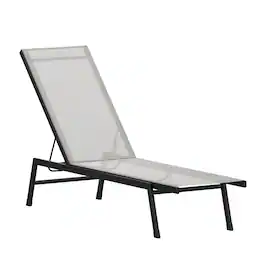 Emma + Oliver - Braelin Textilene Adjustable 5 Position Patio Chaise Lounge and Metal Frame - Gray