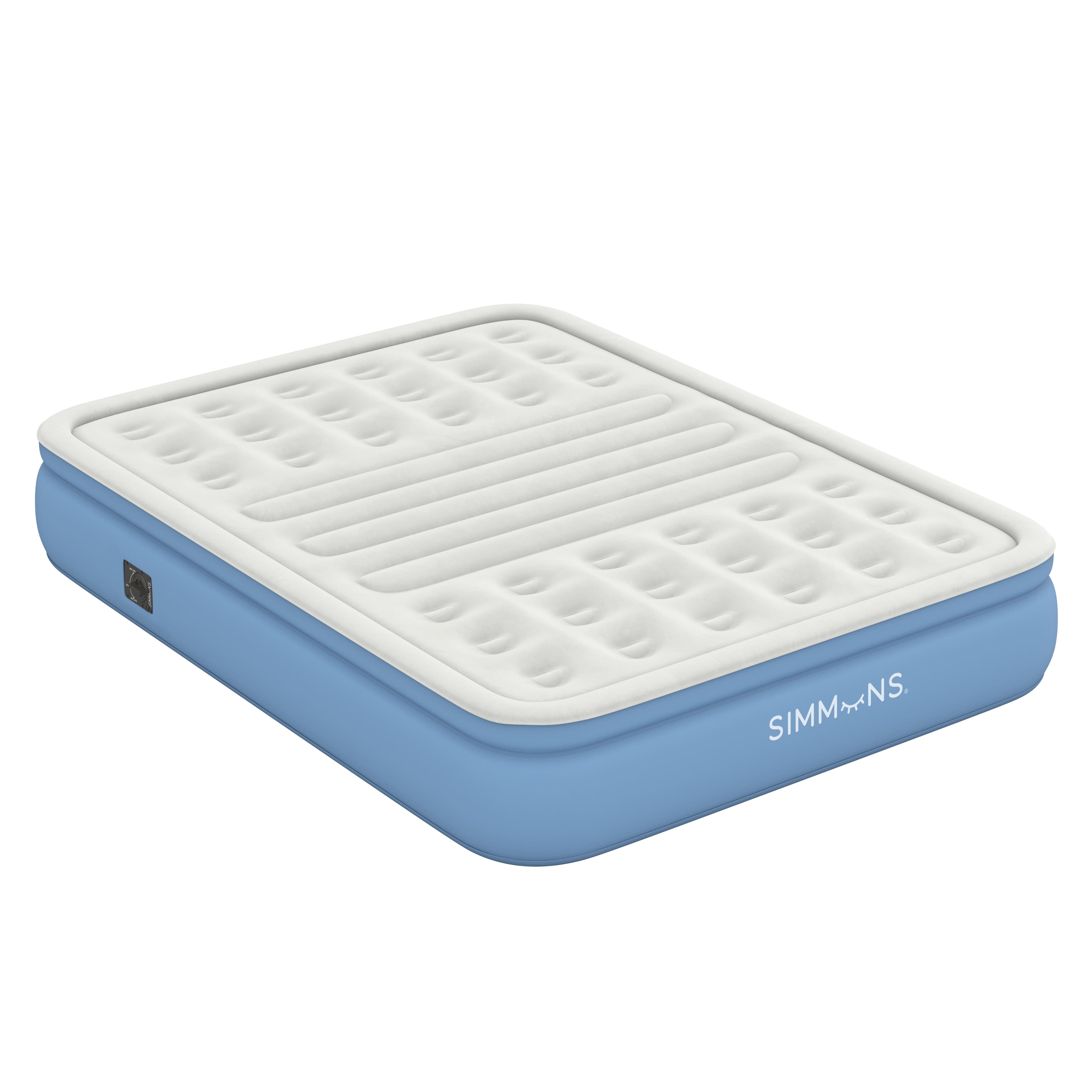 Boyd Sleep - Simmons Lumbar Firm, 12" Tri-Zone Air Mattress with Built-In Pump and Extra Lumbar Support - WHITE/BLUE