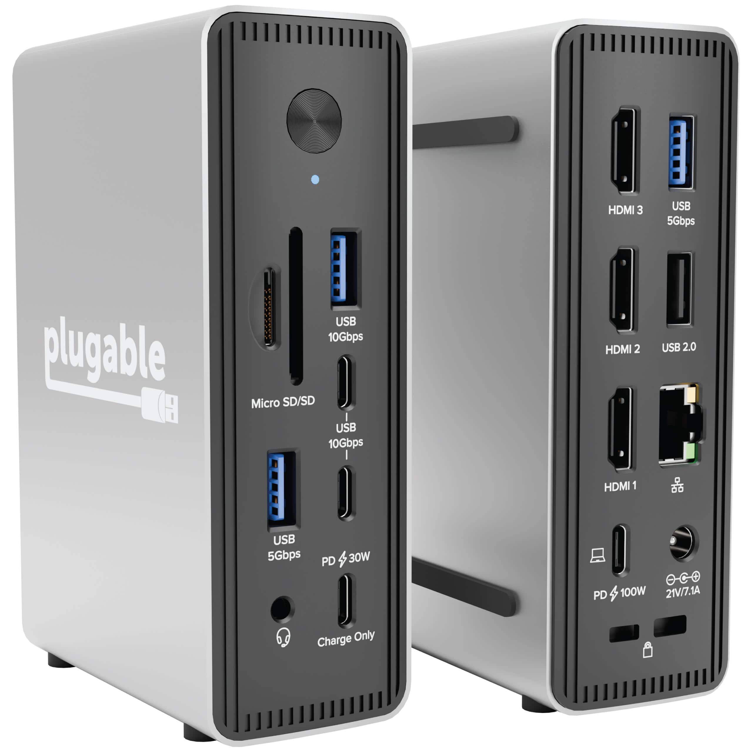 Plugable - USB-C Triple Display Laptop Docking Station 3 Monitors, 15-in-1: 3x HDMI, Dual 4K or Triple (1x 4K60 + 2x 1080p - Space Gray price history on PriceWatchPro