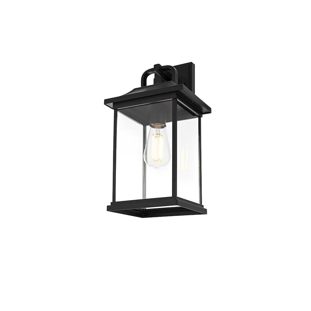 Left. Elegant Lighting - Saul 16 inch Outdoor Wall sconce in Black - Black And Clear.