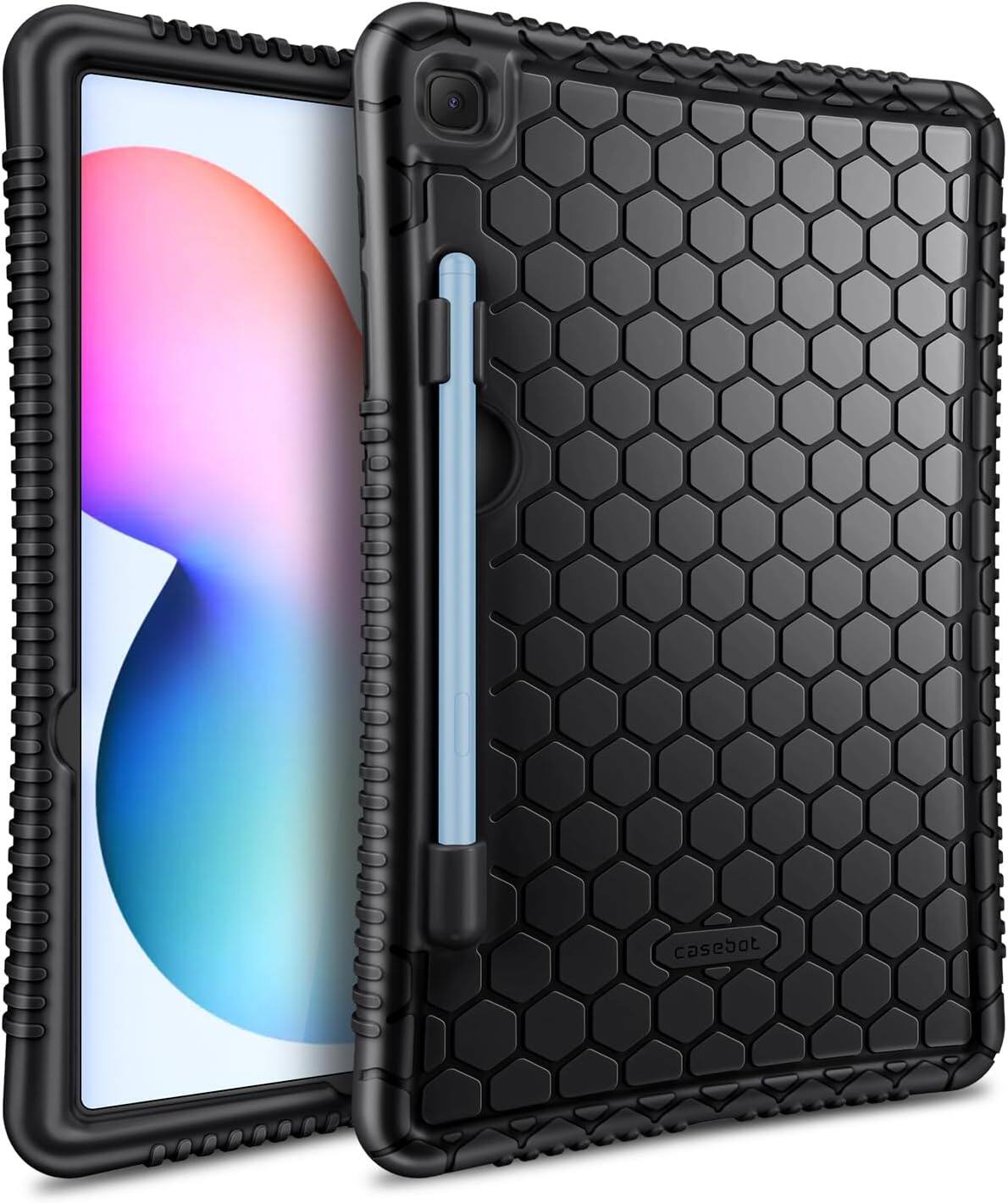 Front. Fintie - Silicone Case for Samsung Galaxy Tab S6 Lite 10.4 Inch 2024/2022/2020, Kids Friendly Lightweight Shockproof Back Cover - Black.