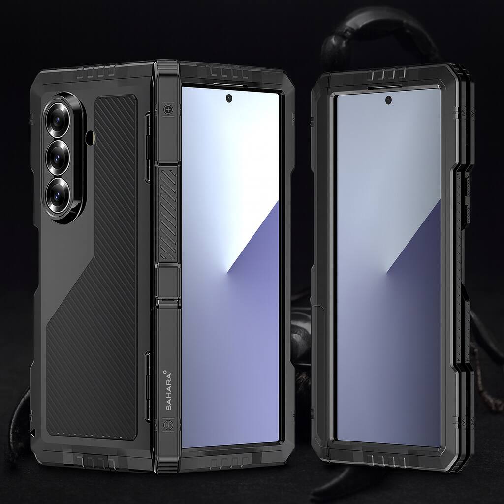 Left. SaharaCase - Raider Series Ultra Armor Case for Samsung Galaxy Z Fold7 - Scorpion Black.